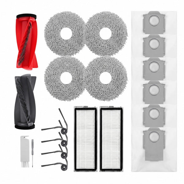 Accessory Set for Roborock P20 Pro: 2 Main Brushes, 4 Side Brushes, 2 Filters, 6 Dust Bags, 4 Mop Cloths