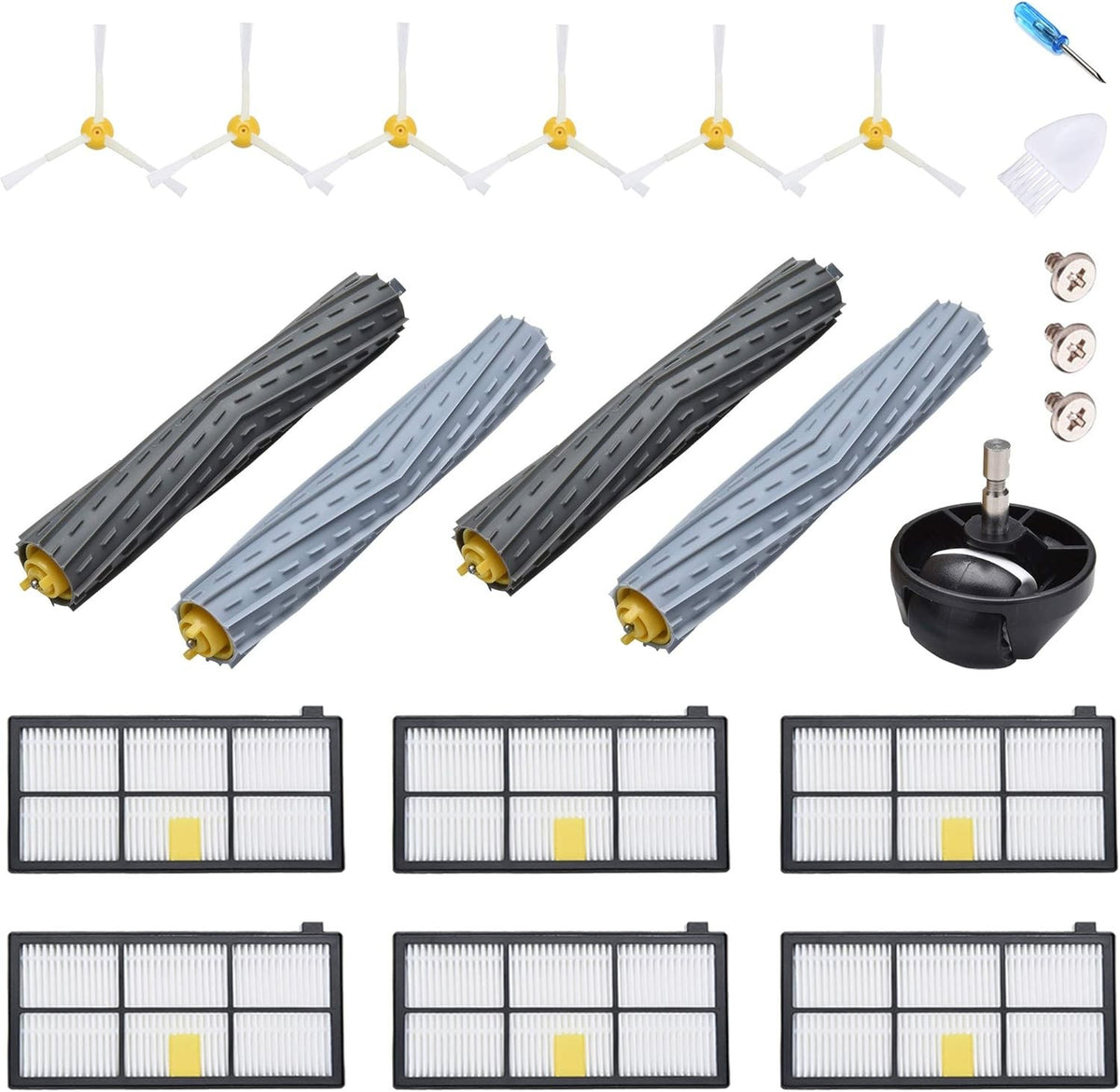Replacement Parts Kit for iRobot Roomba 800/900 Series: 4 Main Brushes, 6 Side Brushes, 6 Filters