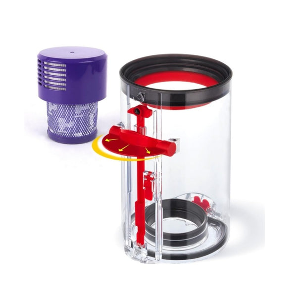 Replacement Dust Cup & Filter for Dyson V10 Vacuum, Transparent, Washable, ABS