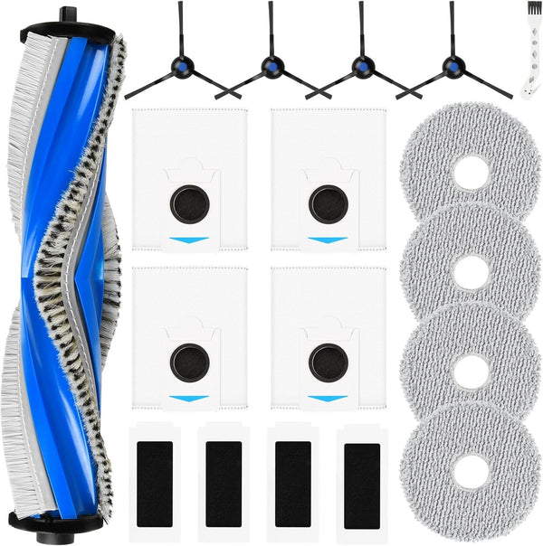Replacement Parts Kit for Ecovacs Deebot T30S, Multicolor, 4 Filters, 4 Dust Bags, 4 Mop Pads, 4 Side Brushes
