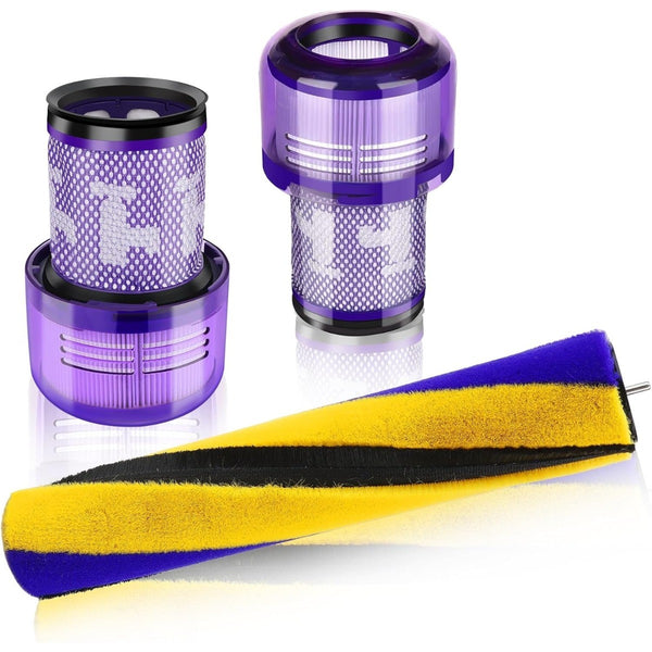 Replacement Filter & Brush Kit Compatible with Dyson V12 Detect Slim, Multicolor, ABS+Filter Cotton+Polyester